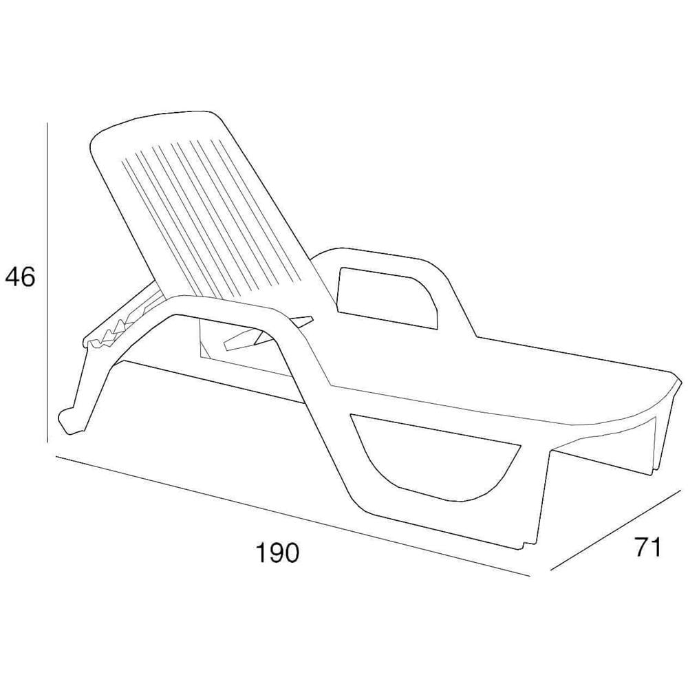 Lettino Da Giardino Impilabile In Plastica Bianco 190x71x46 H - Foto 2