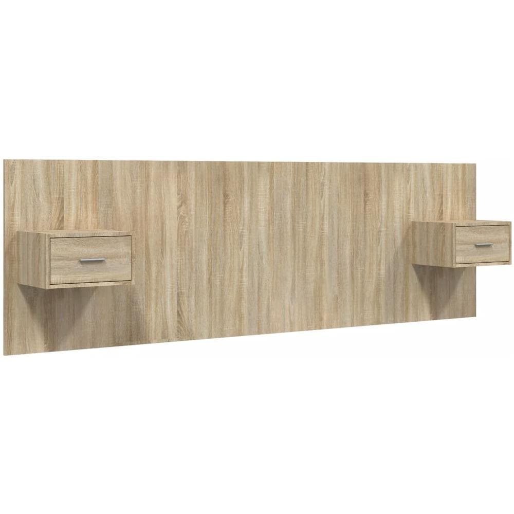 Testiera Letto Con Comodini In Legno Multistrato Rovere Sonoma - Foto 2