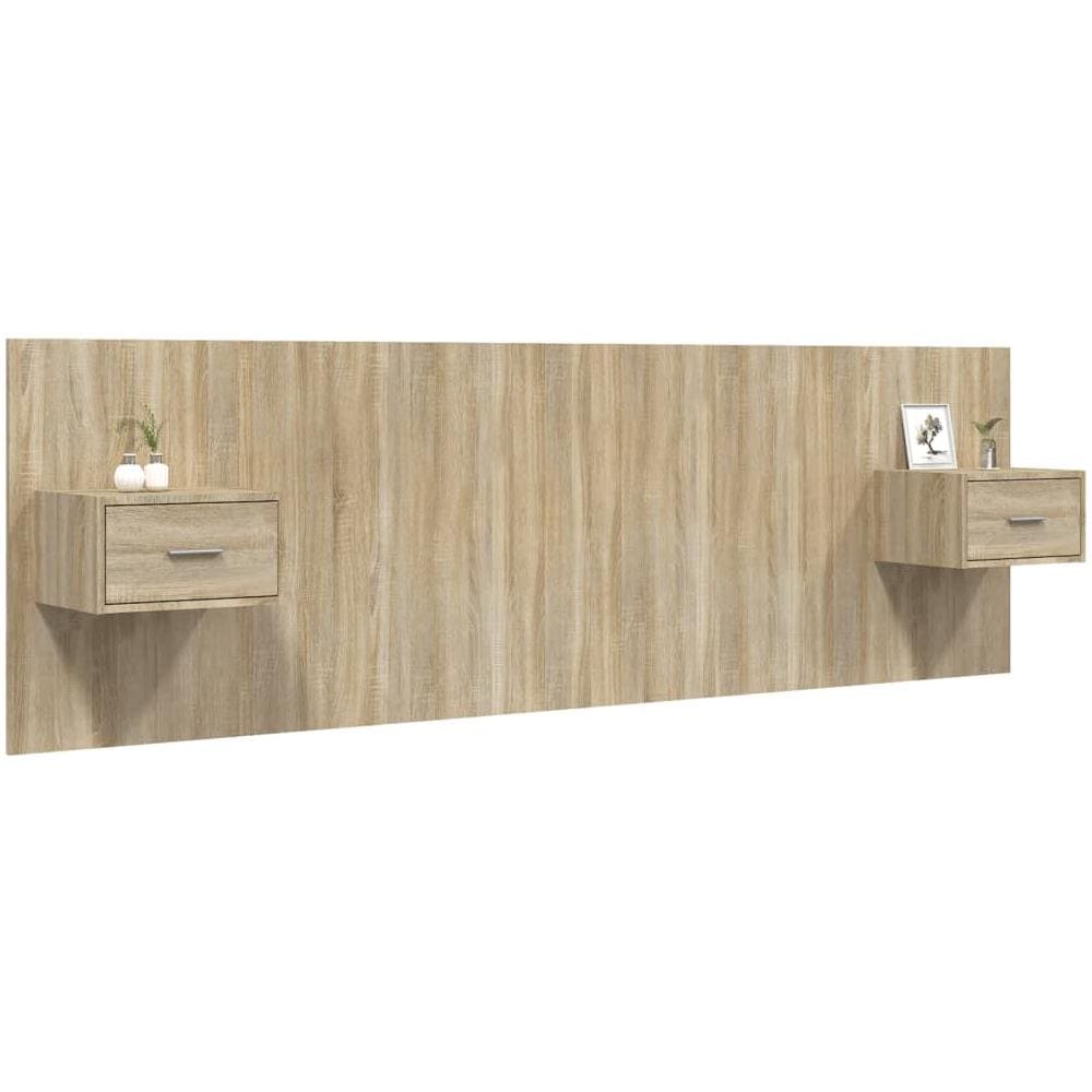 Testiera Letto Con Comodini In Legno Multistrato Rovere Sonoma - Foto 3