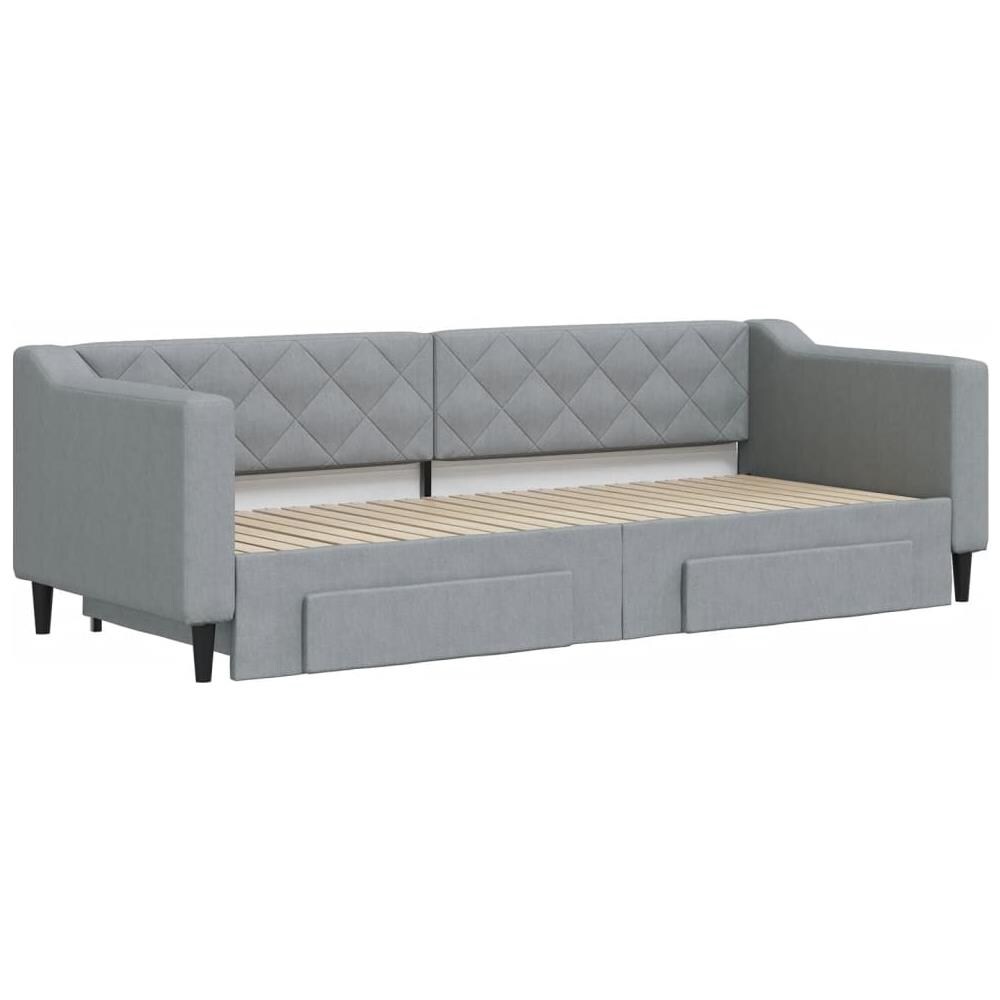 Divano Letto Estraibile Cassetti Grigio Chiaro 80x200cm Tessuto - Foto 3
