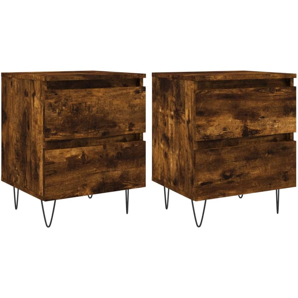 Comodini 2pz Rovere Fumo 40x35x50 Cm In Legno Multistrato - Foto 2