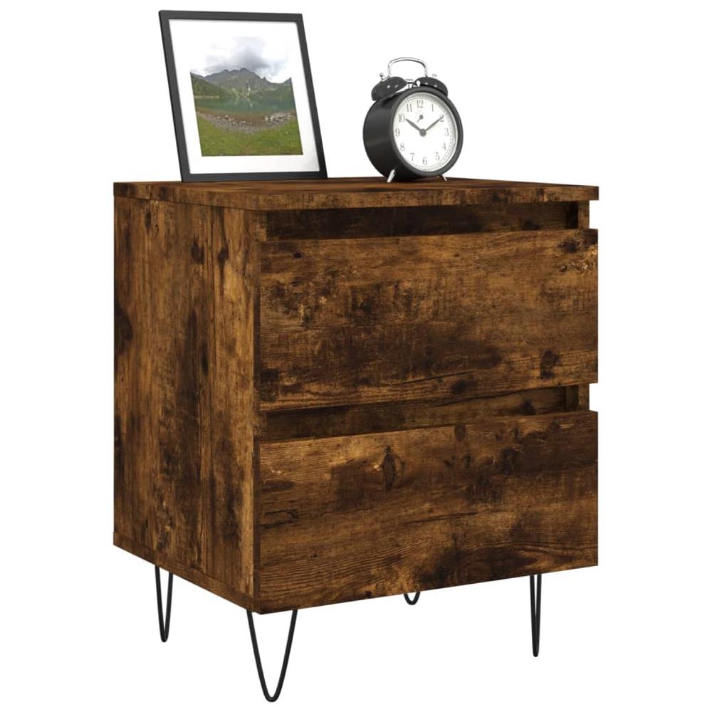 Comodini 2pz Rovere Fumo 40x35x50 Cm In Legno Multistrato - Foto 3