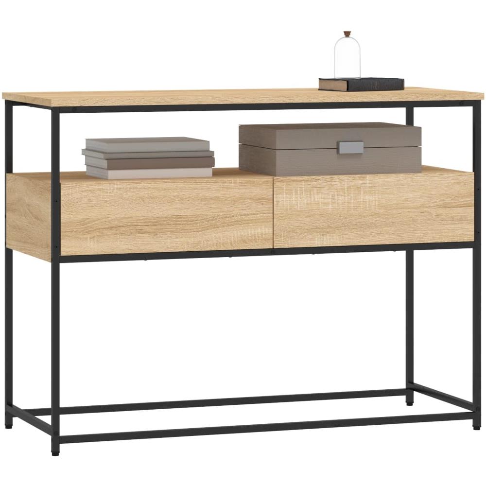 Tavolino Consolle Rovere Sonoma 100x40x75 Cm Legno Multistrato - Foto 3