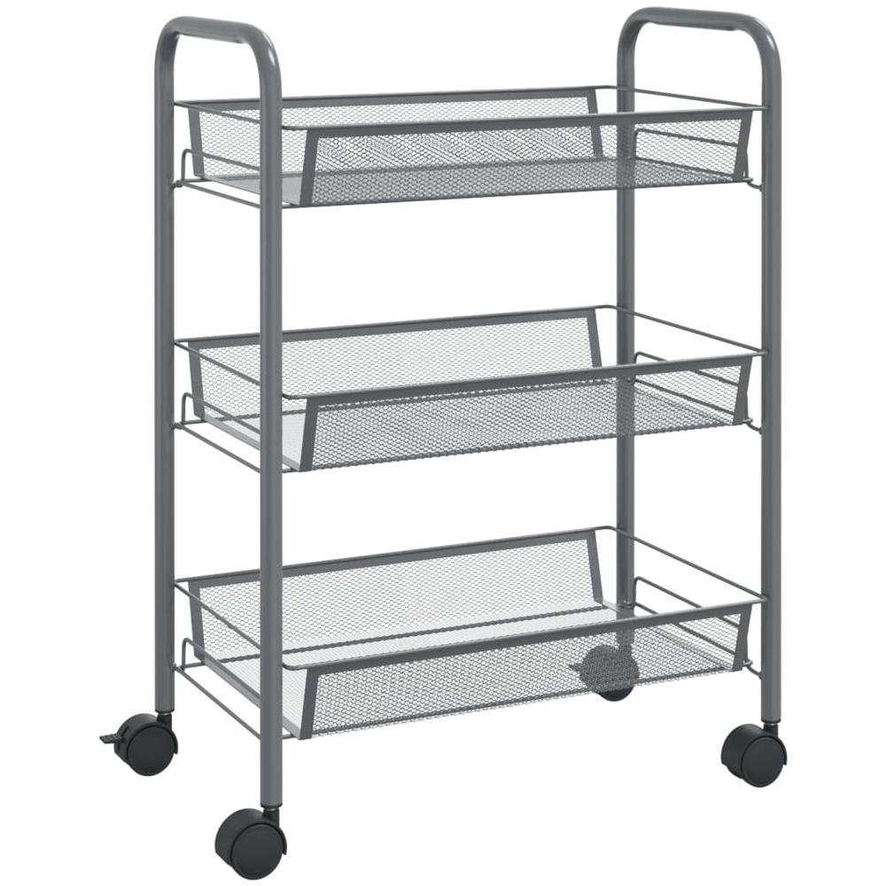 Carrello Da Cucina Con 3 Ripiani Grigio 46x26x64 Cm In Ferro - Foto 2