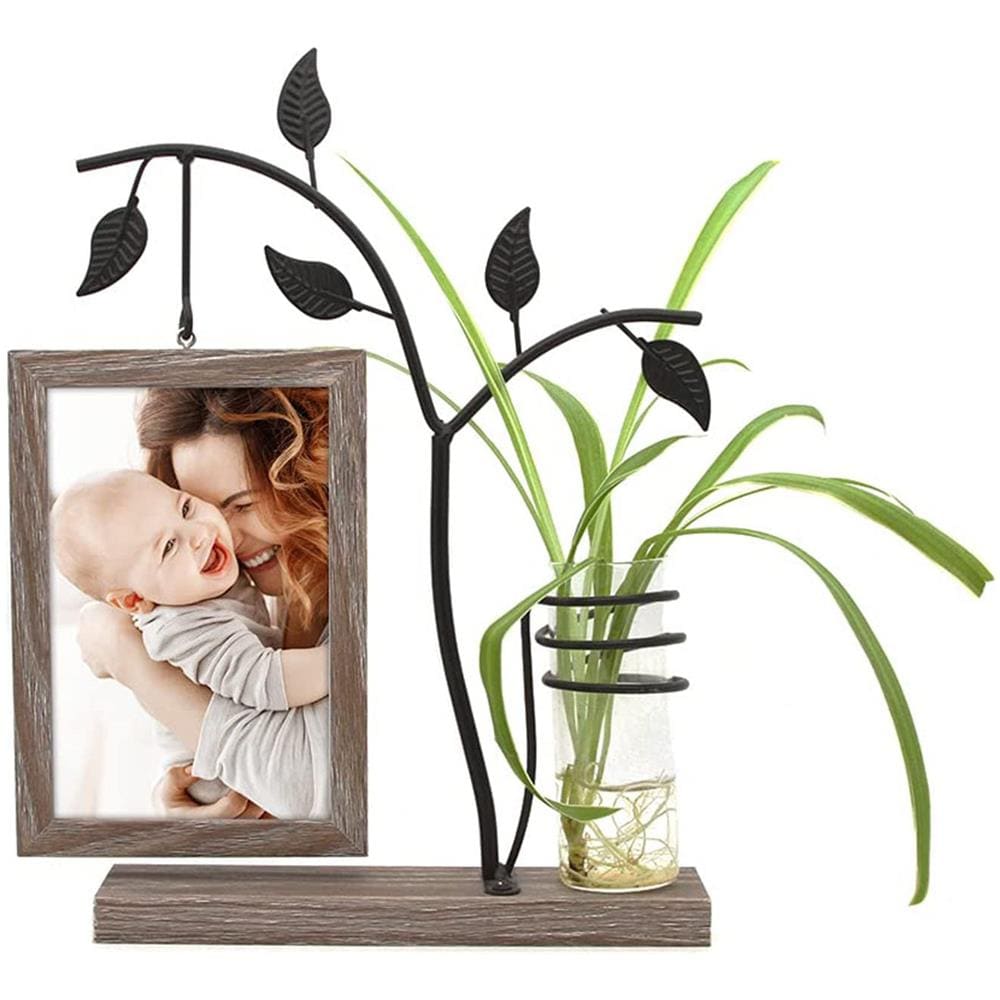 Affuly Cornice Per Foto 4x6 Cornici Rustiche Per Famiglie Con Vaso In Vetro Per Fiori Di Piante, Cornice Galleggiante Con Doppio Vetro Per Foto 4 Per 6 Espositore Da Tavolo Anniversario Matrimonio Regali Di Compleanno - Foto 1