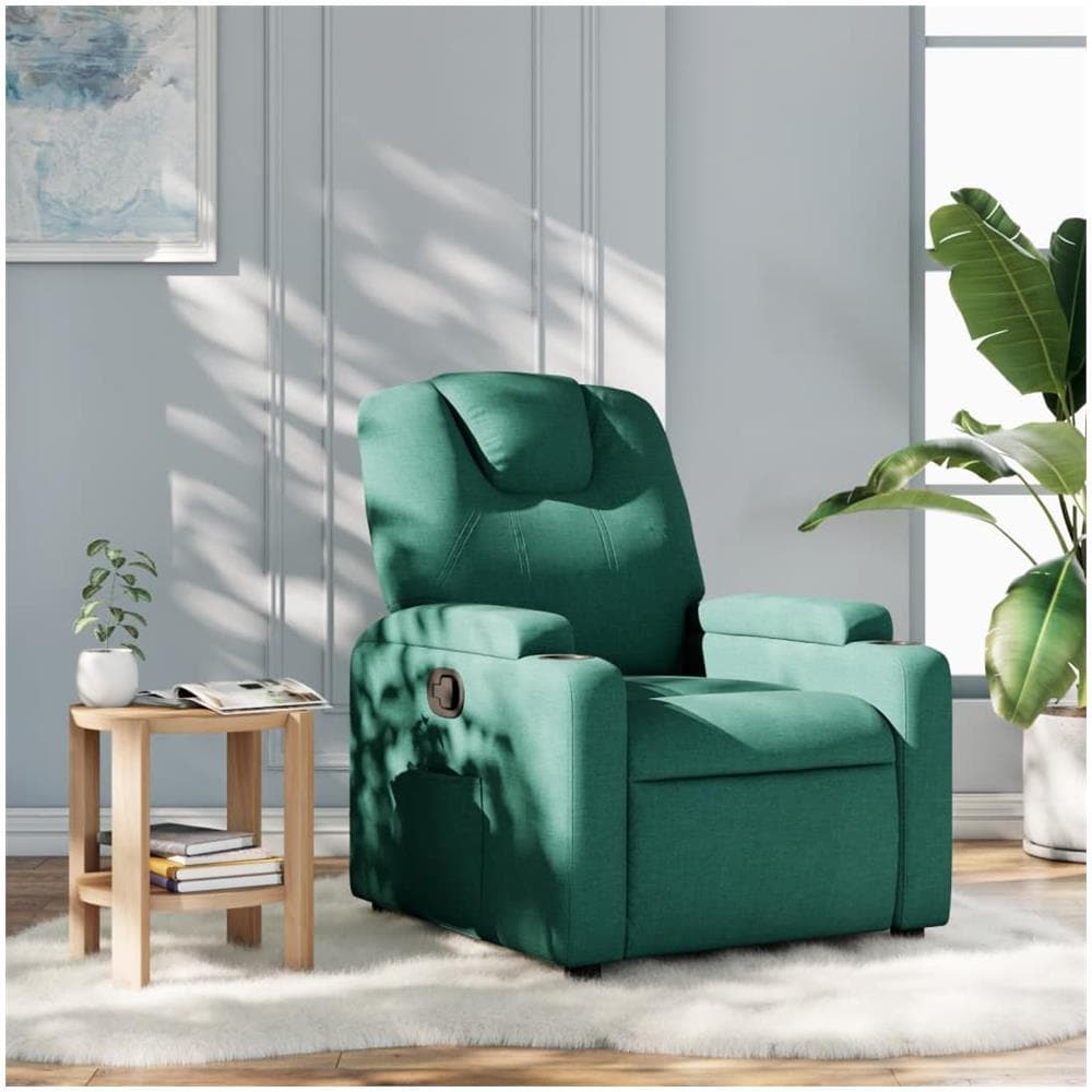Poltrona Reclinabile In Tessuto Verde Scuro - Foto 1