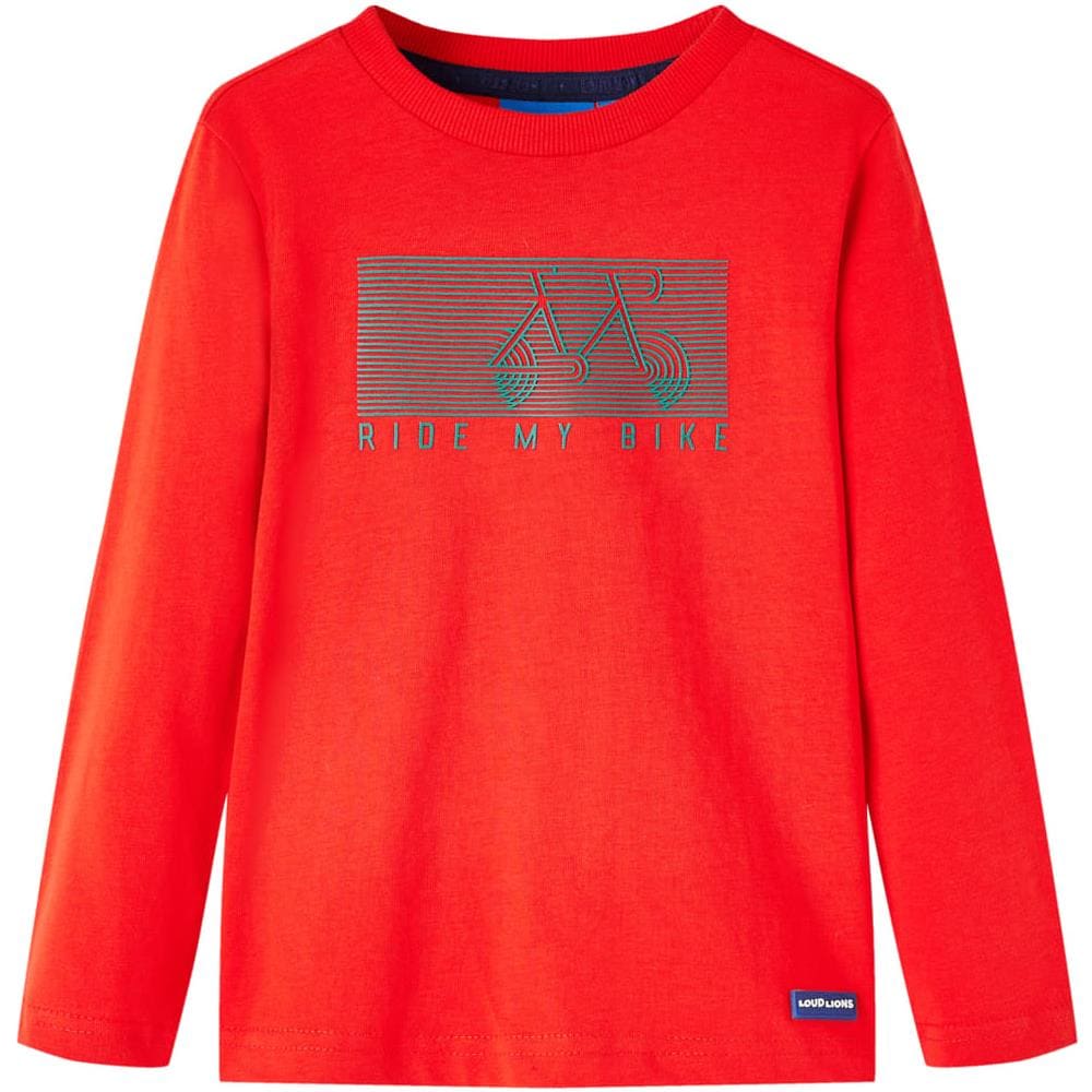 Maglietta Per Bambini A Maniche Lunghe Con Stampa Bicicletta Rossa 104 - Foto 1