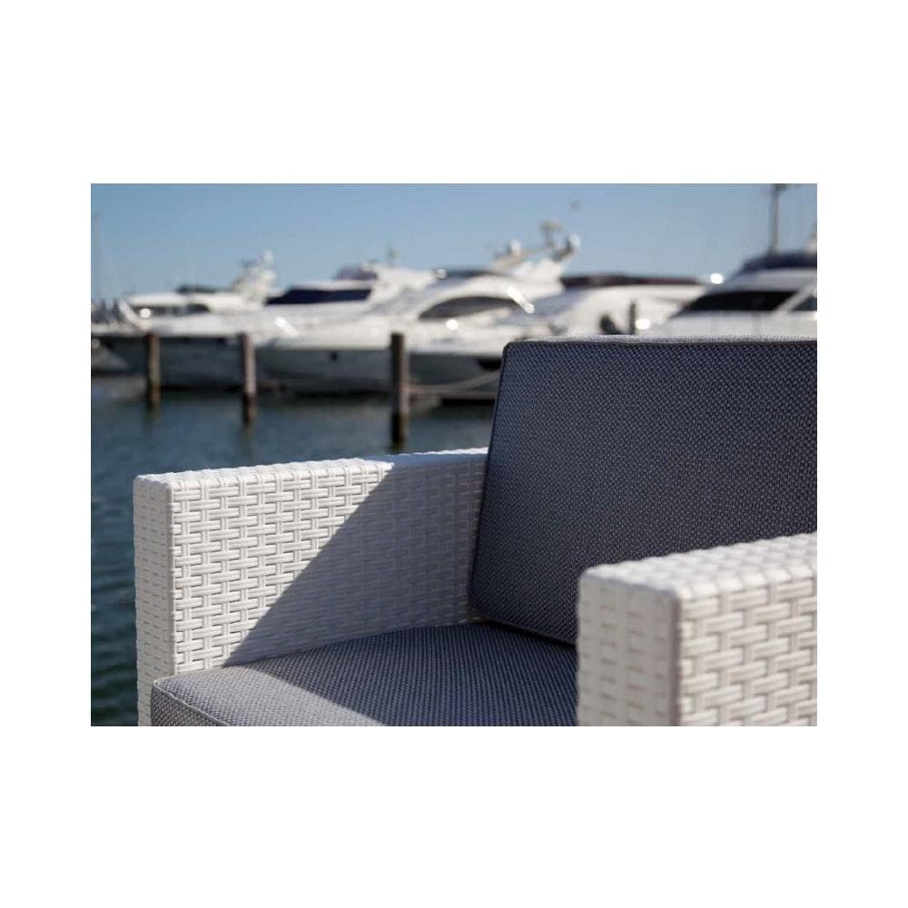 Salotto In Rattan 1 Divano + 2 Poltrone + 1 Tavolino + 8 Cuscini - Marrone - Foto 2