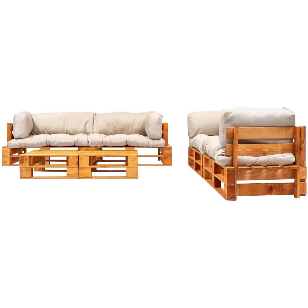 Set Divani Da Giardino Pallet 6pz Con Cuscini Sabbia Legno Fsc - Foto 2