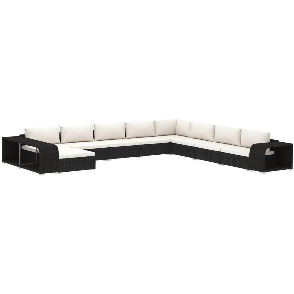 Set Divani Da Giardino 11 Pz Con Cuscini In Polyrattan Nero - Foto 2