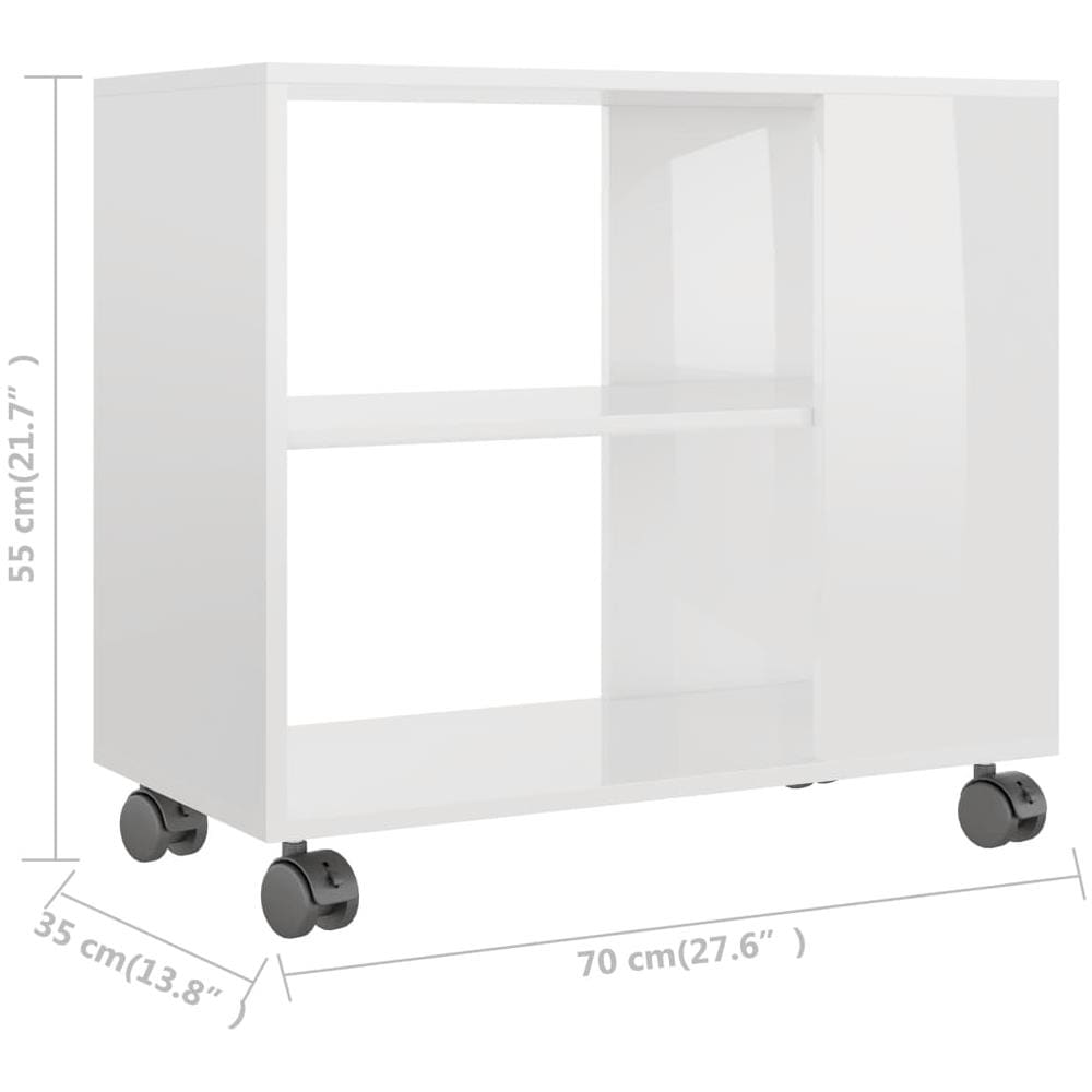 Tavolino da Salotto Bianco Lucido 70x35x55 cm Legno Multistrato - Foto 11