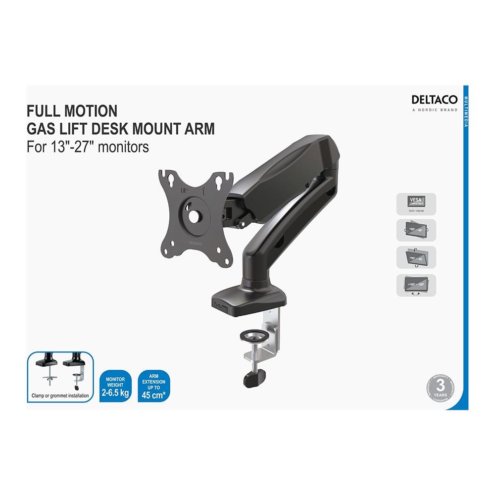 Supporto Per Monitor, 13-27 "", Alimentazione A Gas, Vesa, Tre Assi, Nero - Foto 10
