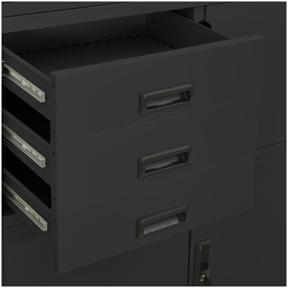 Armadio Per Ufficio Antracite 90x40x180 Cm In Acciaio - Foto 3