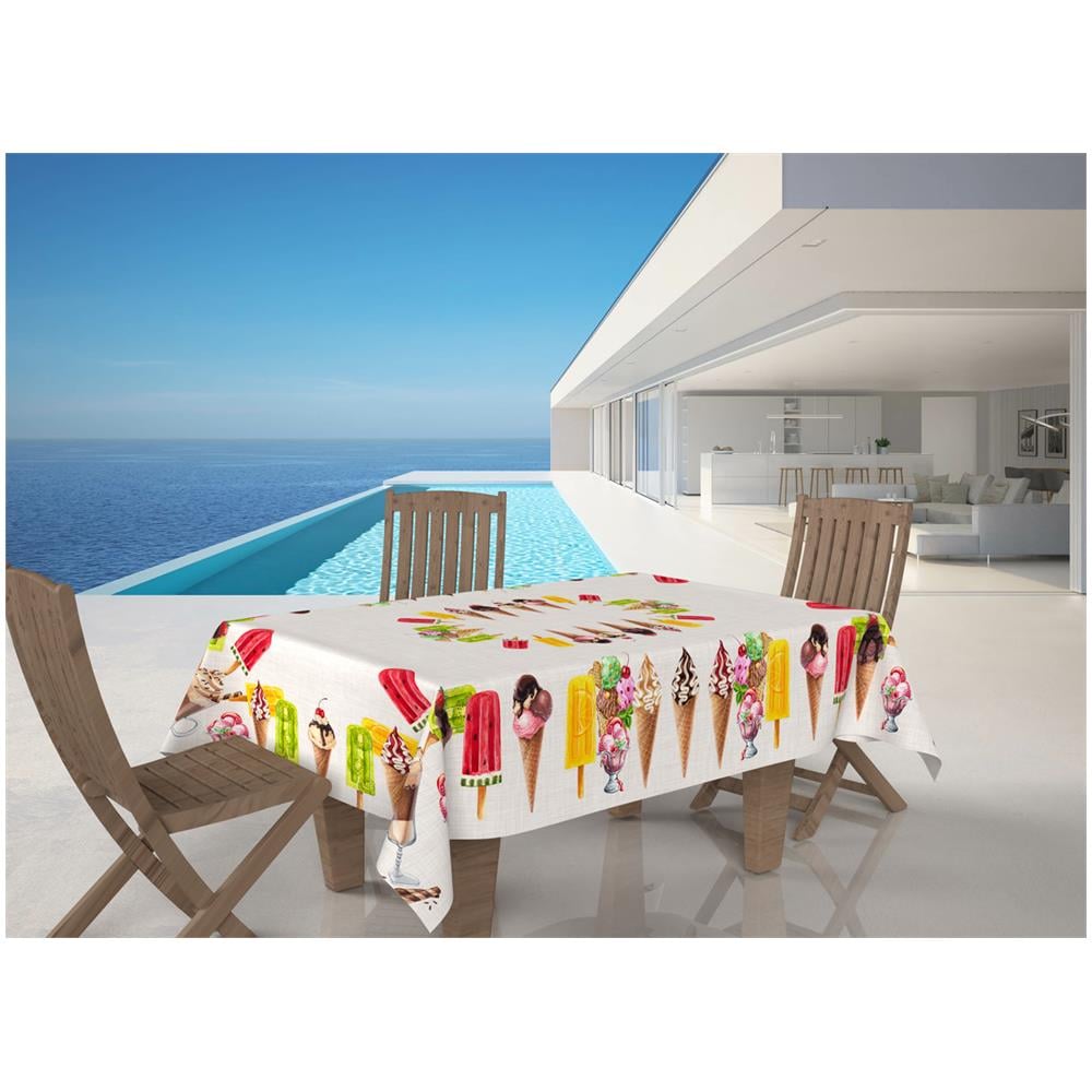 Tovaglia Copritavolo In 100% Cotone Stampa Digitale Dis. Ice Cream Gi 140x240 Ice Cream - Foto 1