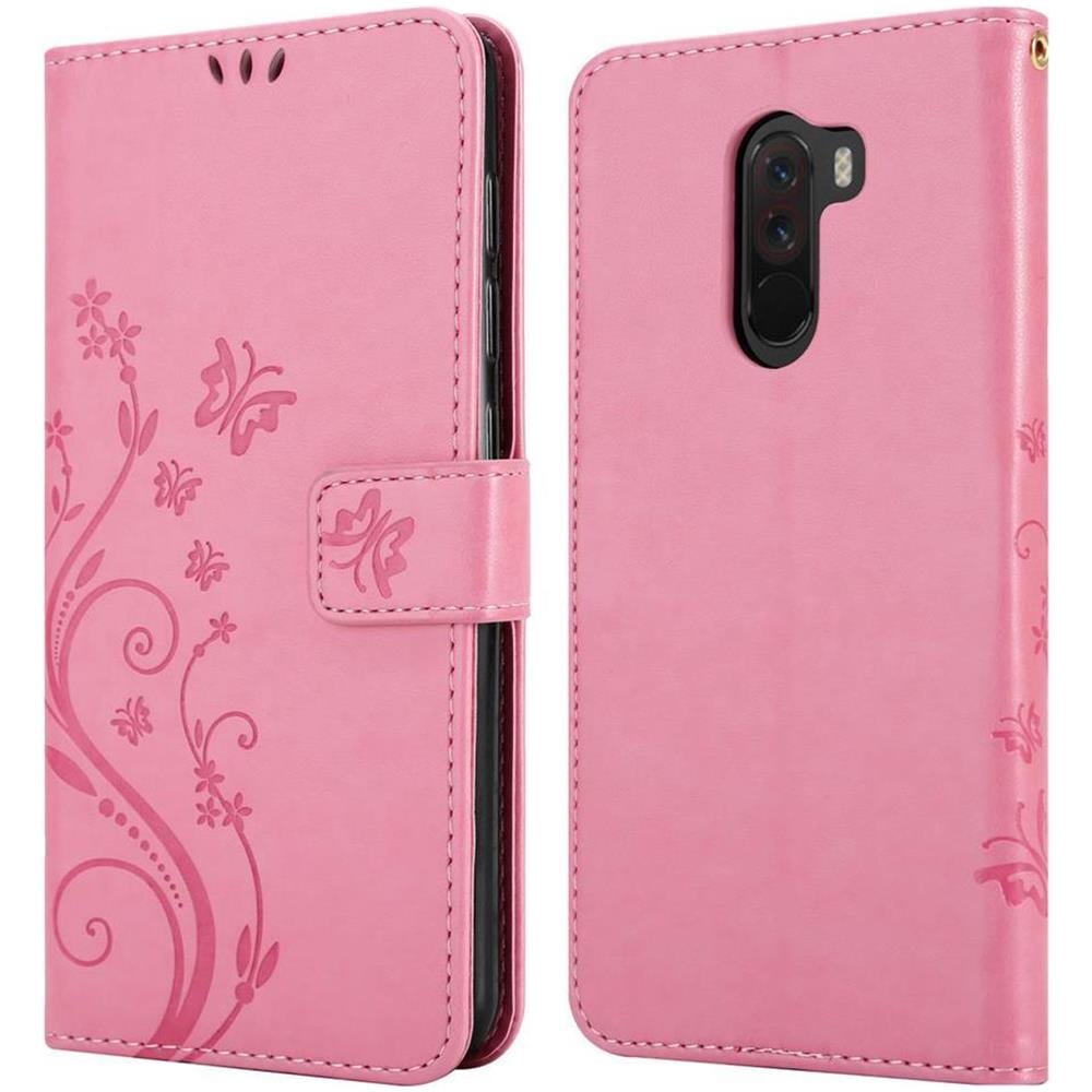 Custodia Compatibile Con Xiaomi Pocophone F1 In Rosa Fiore - Coperchio Protettivo In Design Floreale Con Chiusura Magnetica, Funzione Stand E Slot Per Carte - Foto 8
