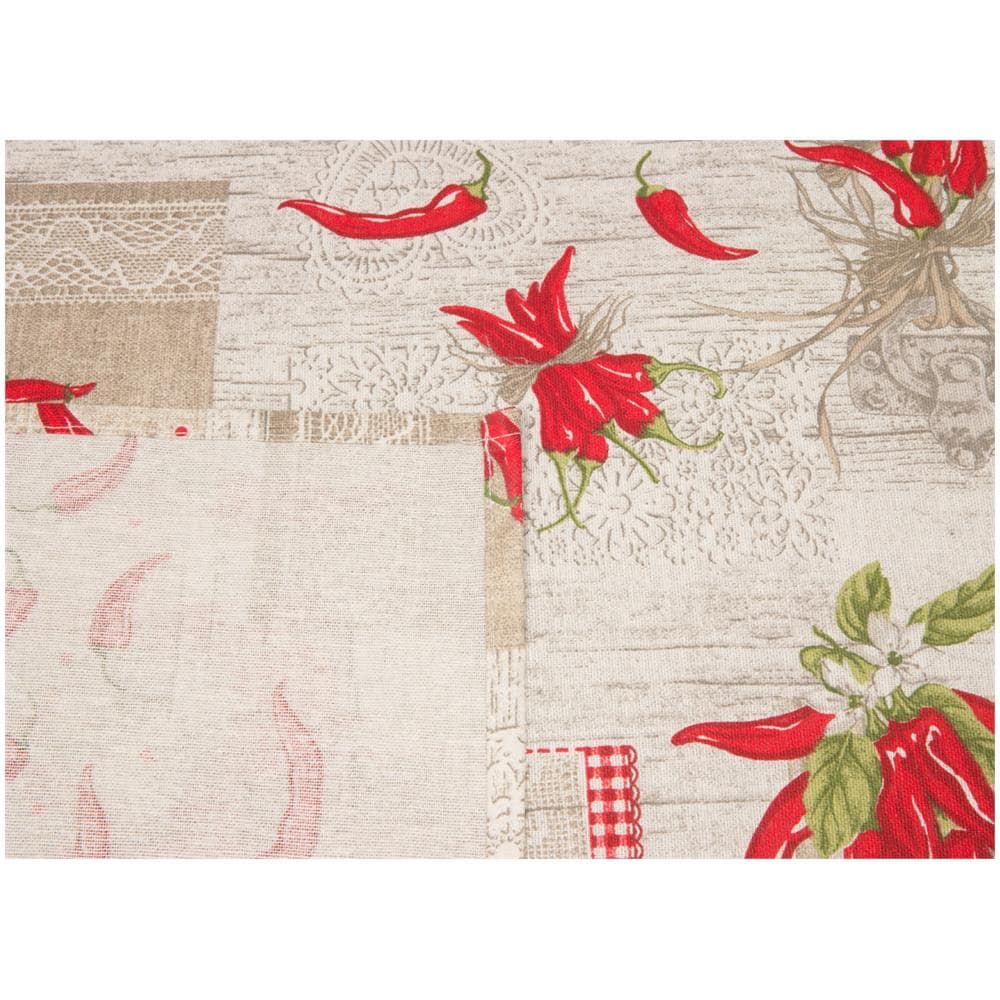 Tovaglia Cucina Copritavolo 100% Cotone Made Italy Disegno Peperoncino Rp 140x140 Peperoncino - Foto 2