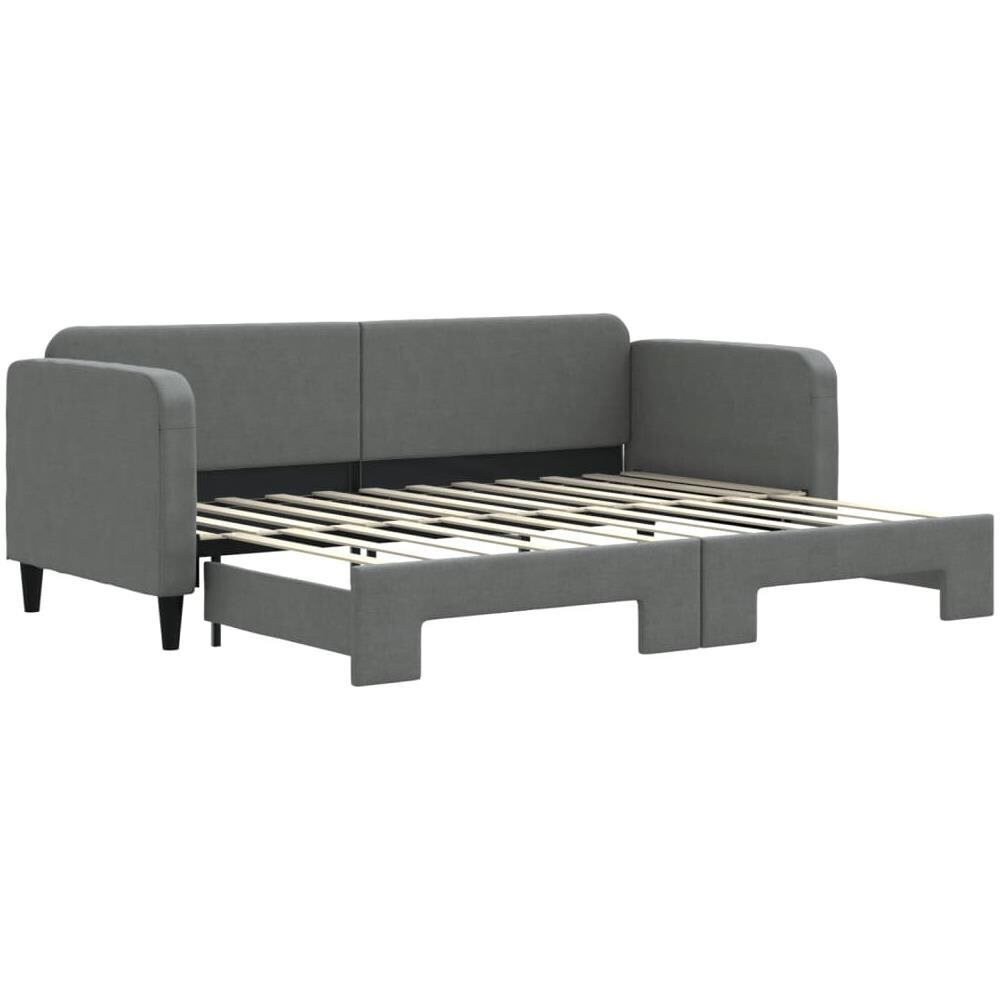 Divano Letto Con Letto Estraibile Grigio Scuro 80x200 Tessuto - Foto 2