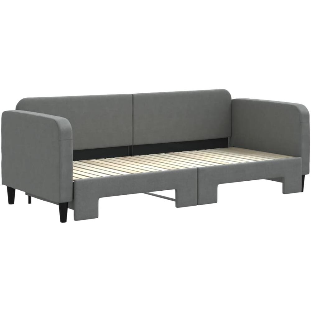 Divano Letto Con Letto Estraibile Grigio Scuro 80x200 Tessuto - Foto 3
