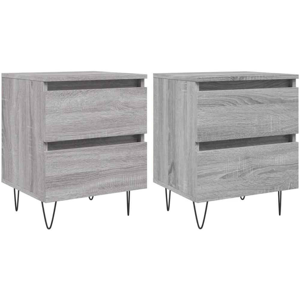 Comodini 2pz Grigio Sonoma 40x35x50 Cm In Legno Multistrato - Foto 2