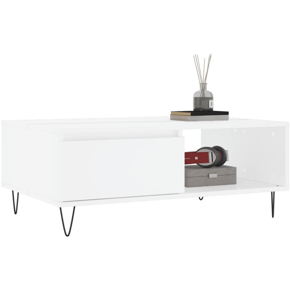 Tavolino Da Salotto Bianco 90x60x35 Cm In Legno Multistrato - Foto 3