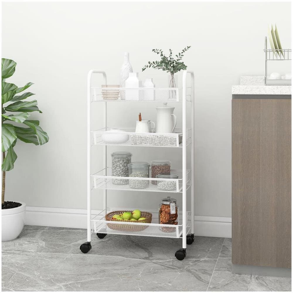 Carrello Da Cucina Con 4 Ripiani Bianco 46x26x64 Cm In Ferro - Foto 1