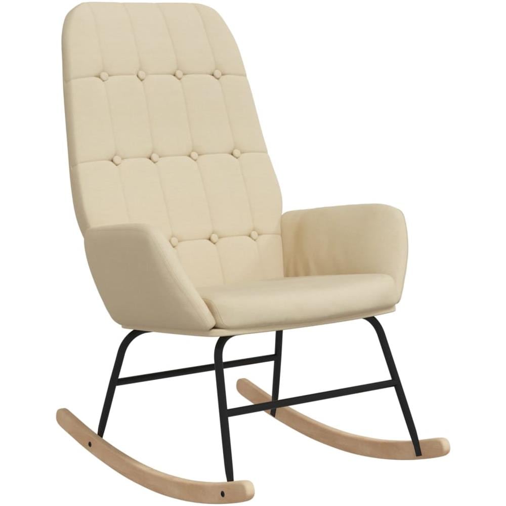 Sedia A Dondolo Crema In Tessuto - Foto 2