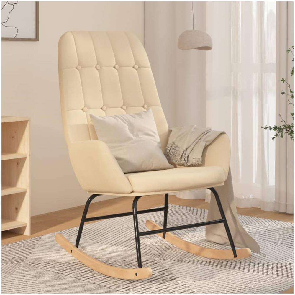 Sedia A Dondolo Crema In Tessuto - Foto 1