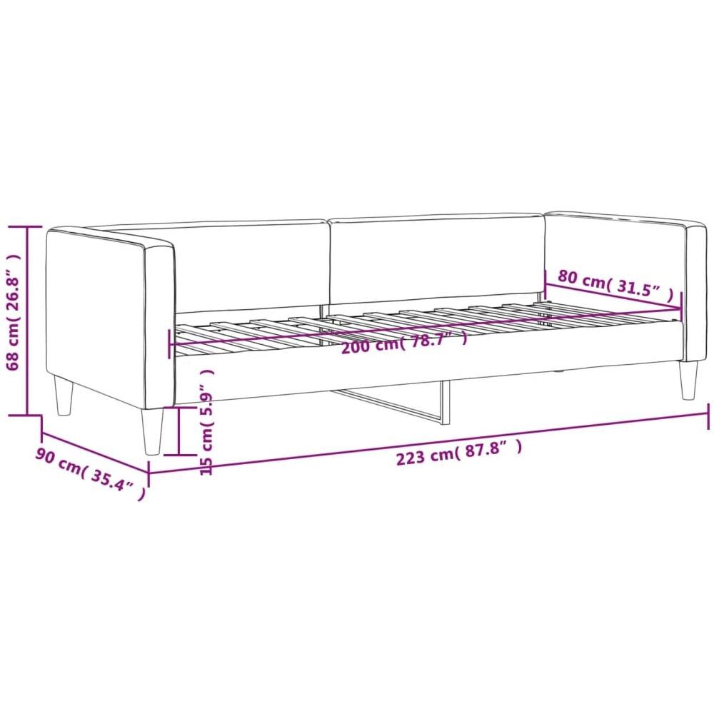 Letto Da Giorno Grigio Scuro 80x200 Cm In Tessuto - Foto 7