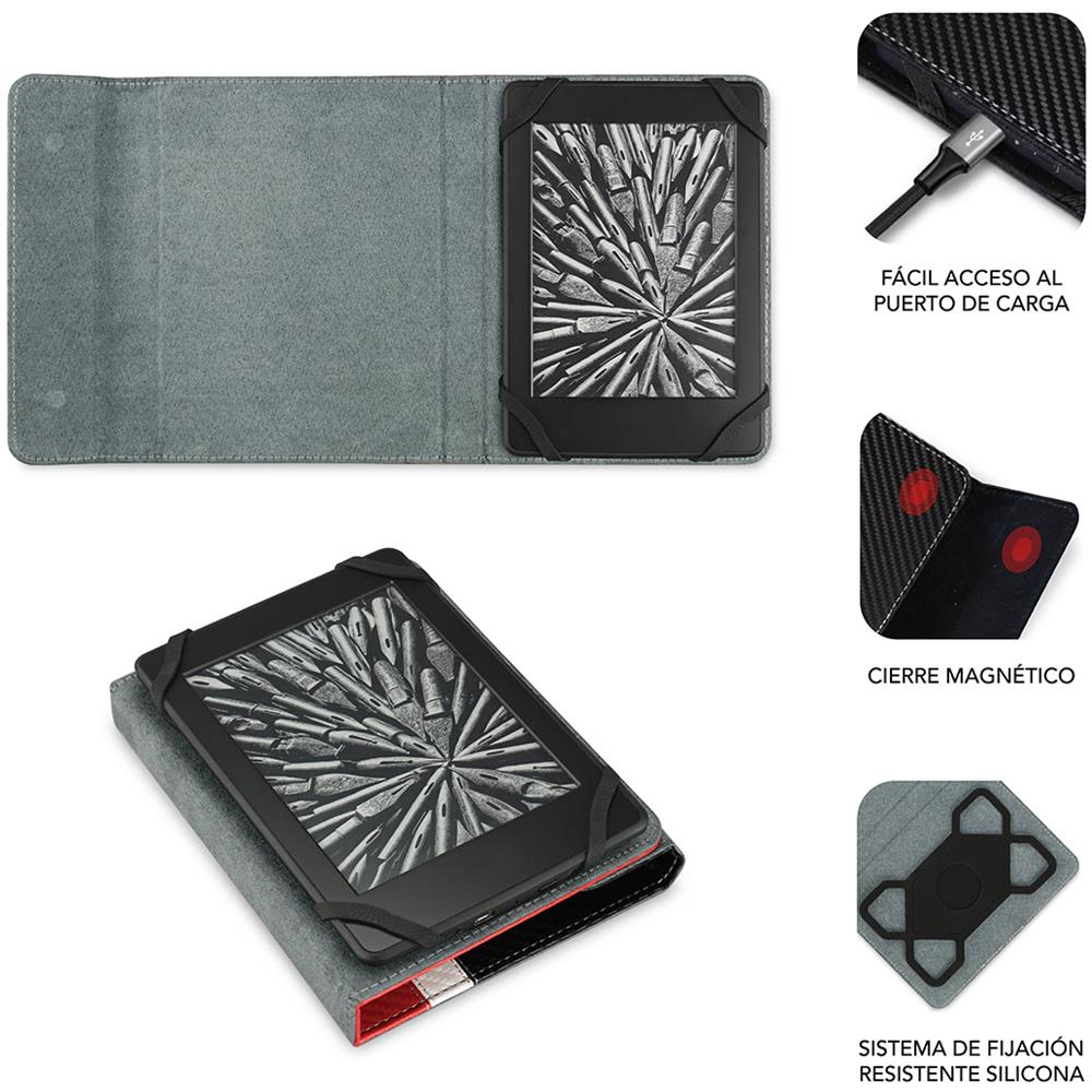 SUB-CUE-1EC002 custodia per e-book reader 15,2 cm (6") Custodia a libro Nero, Rosso, Bianco - Foto 2