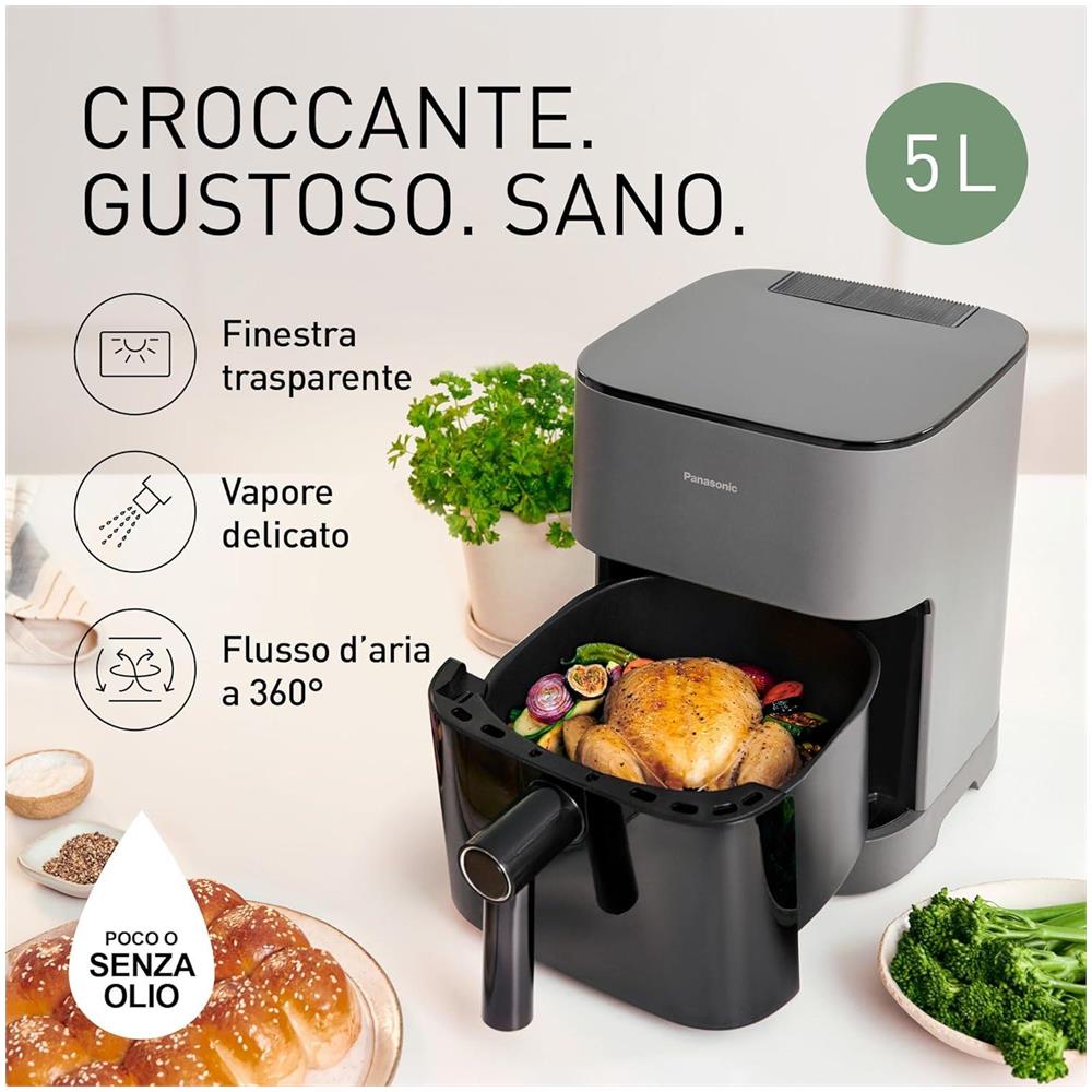 Friggitrice NF-CC500SXE ad Aria Capacità 5 Litri 1450 Watt Colore Grigio - Foto 2