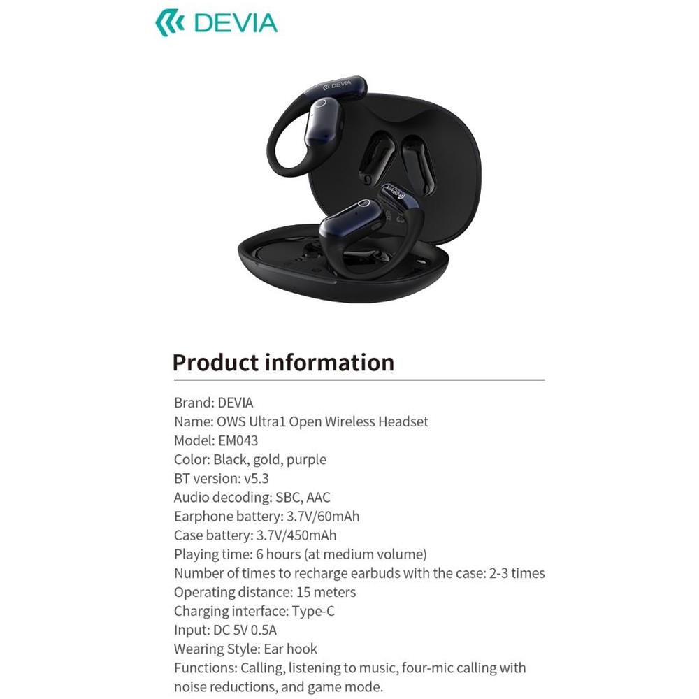 Auricolari EM043 wireless senza inserimento nell'orecchio OWS Ultra1 Neri - Foto 3