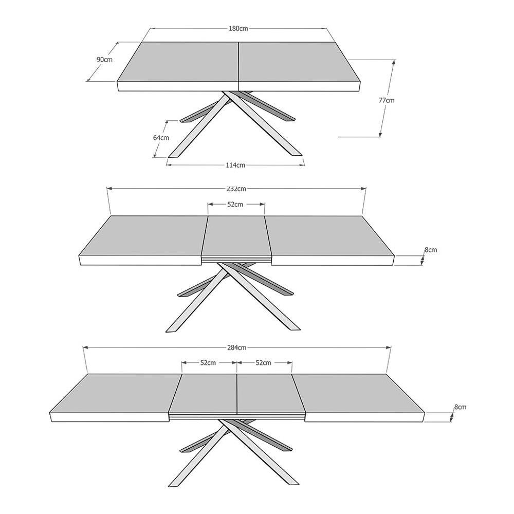 Tavolo allungabile 90x180/284 cm Karida cashmere gambe antracite - Foto 4