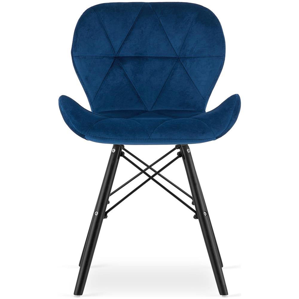 Sedia in velluto WAKO - Blu navy moderno con gambe nere - Foto 2