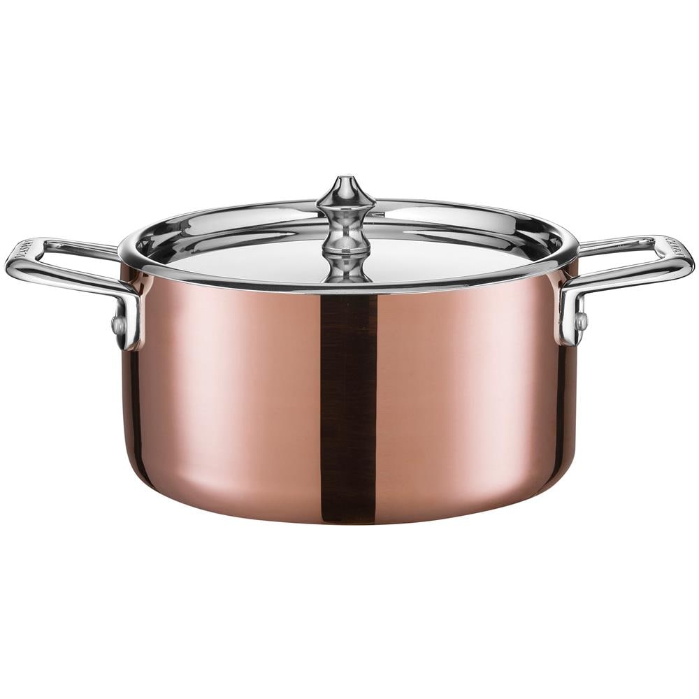 Casseruolino Alto Serie Maitre D' Copper A Servire In Rame Con Rivestimento Interno, Maniglie E Coperchio, In Acciaio Inox Di - Foto 1