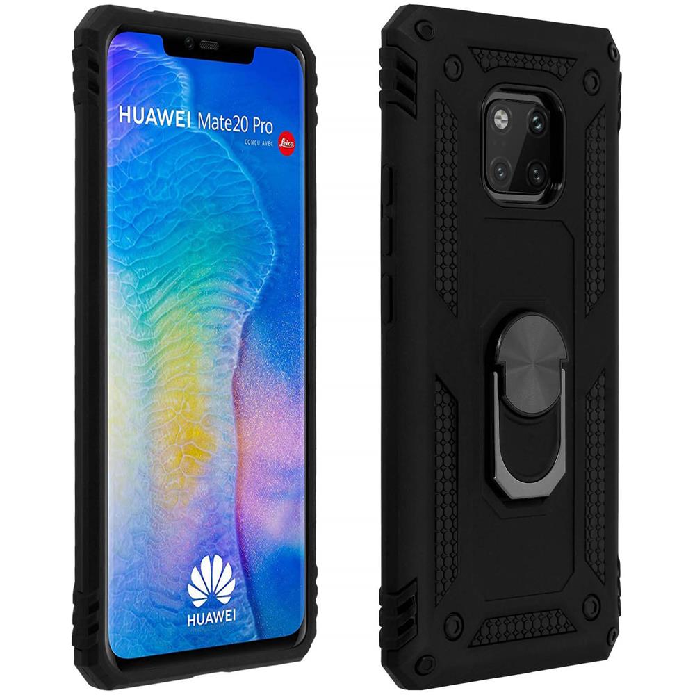 Cover Huawei Mate 20 Pro Bi-materia Rigida Morbida Anello Magnetico Stand Nera - Foto 1
