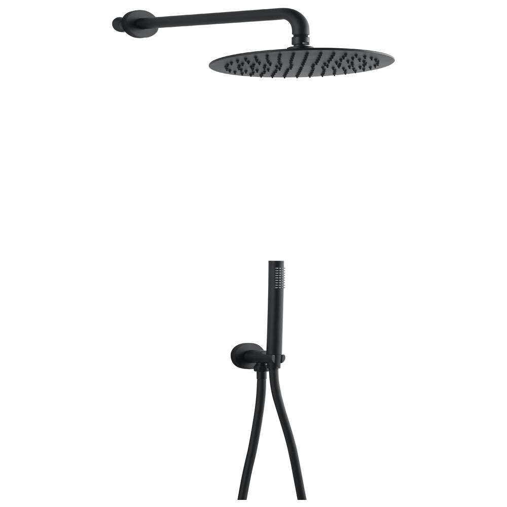 Kit Doccia Tondo Nero Soffione Braccio Doccetta PVC - Foto 1