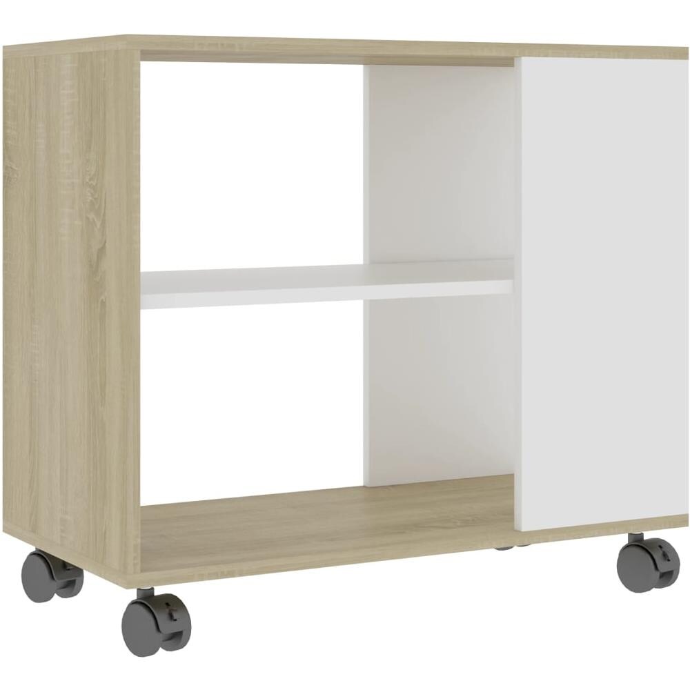 Tavolino Bianco E Rovere Sonoma 70x35x55 Cm In Truciolato - Foto 2