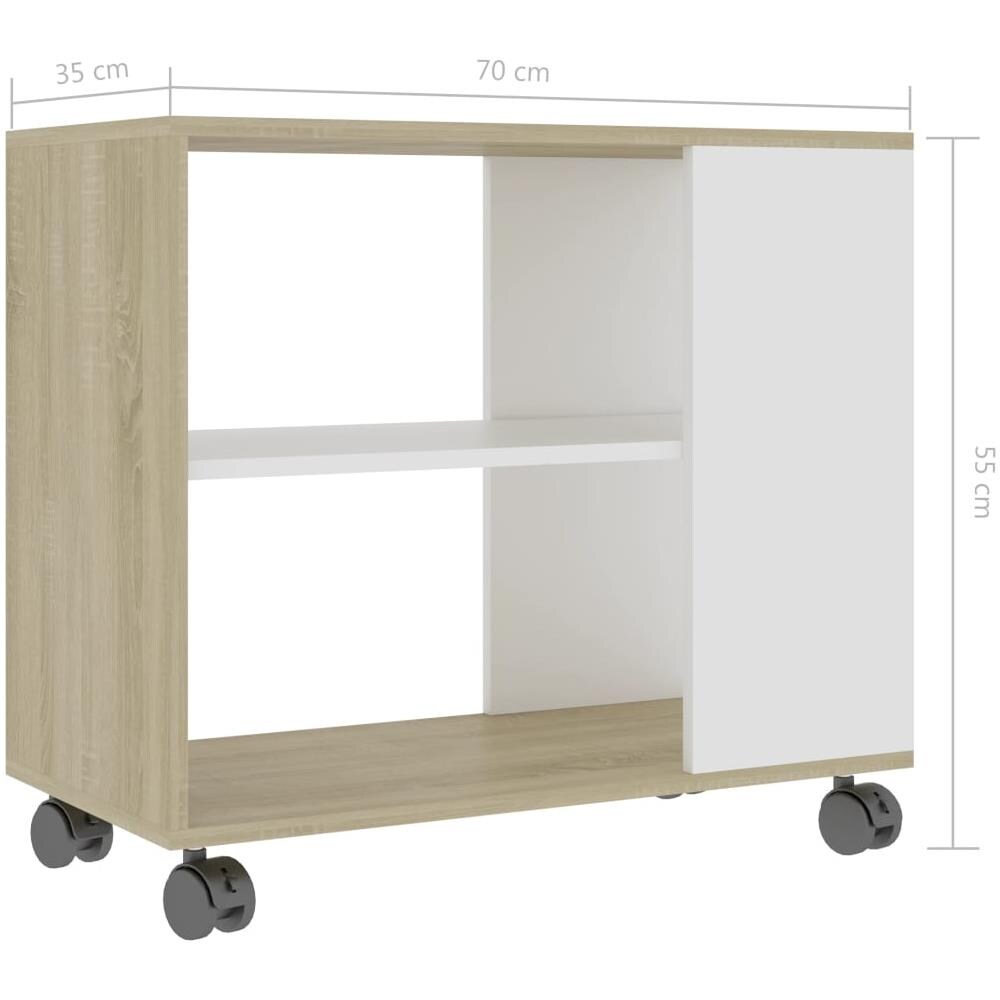 Tavolino Bianco E Rovere Sonoma 70x35x55 Cm In Truciolato - Foto 6