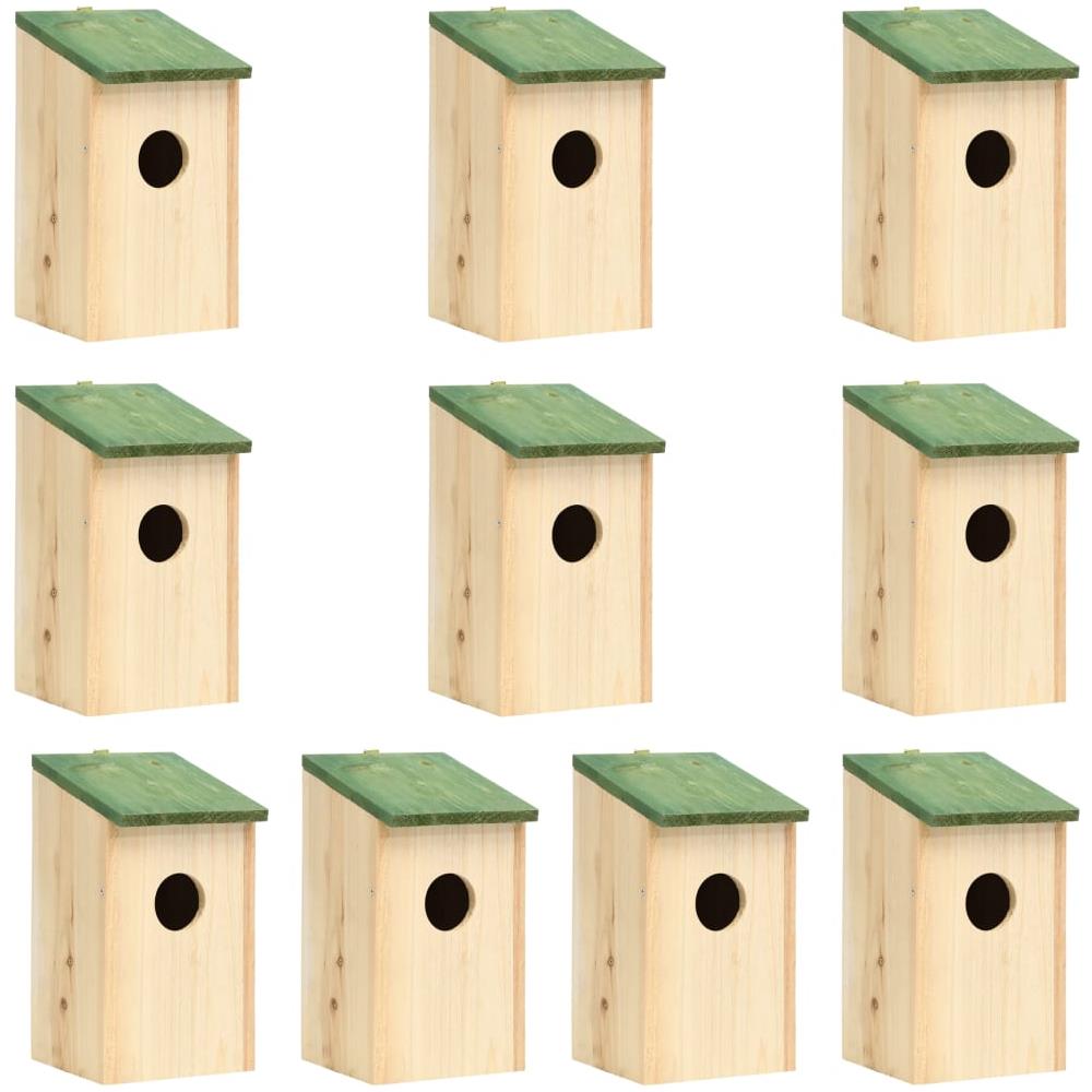 Casette per Uccelli 10 pz in Legno Massello di Abete 12x12x22cm - Foto 1