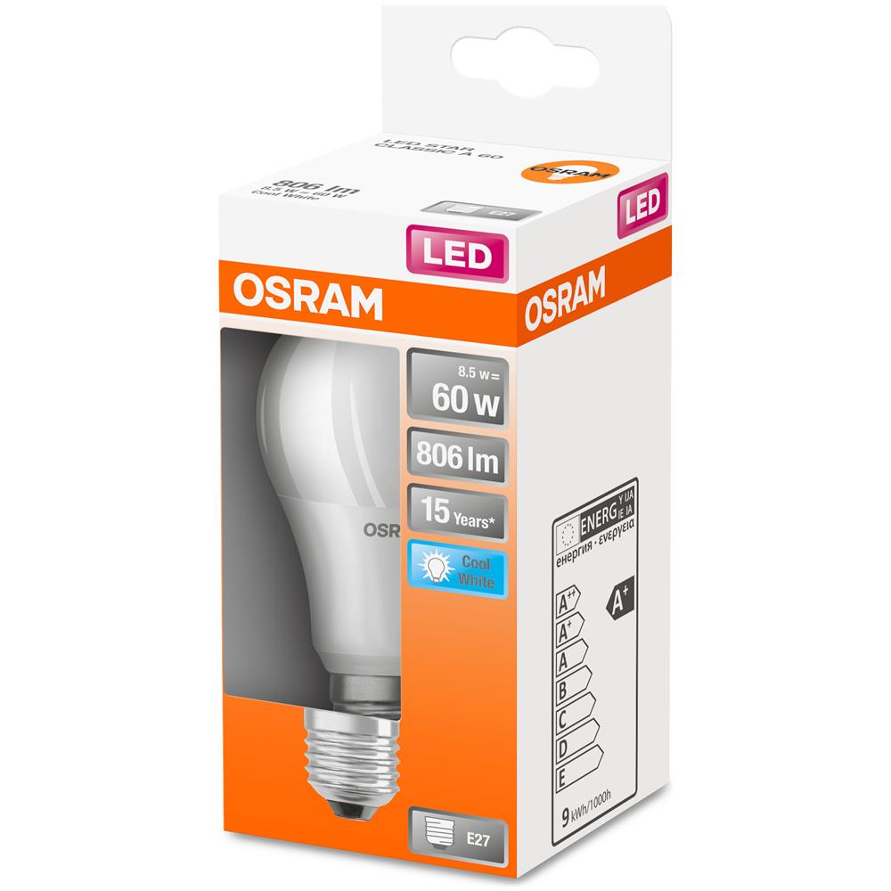 Lampadina Led Standard Satinata Con Dissipatore Di Calore - 8.5w Equivalente 60w E27 - Bianco Freddo - Foto 2