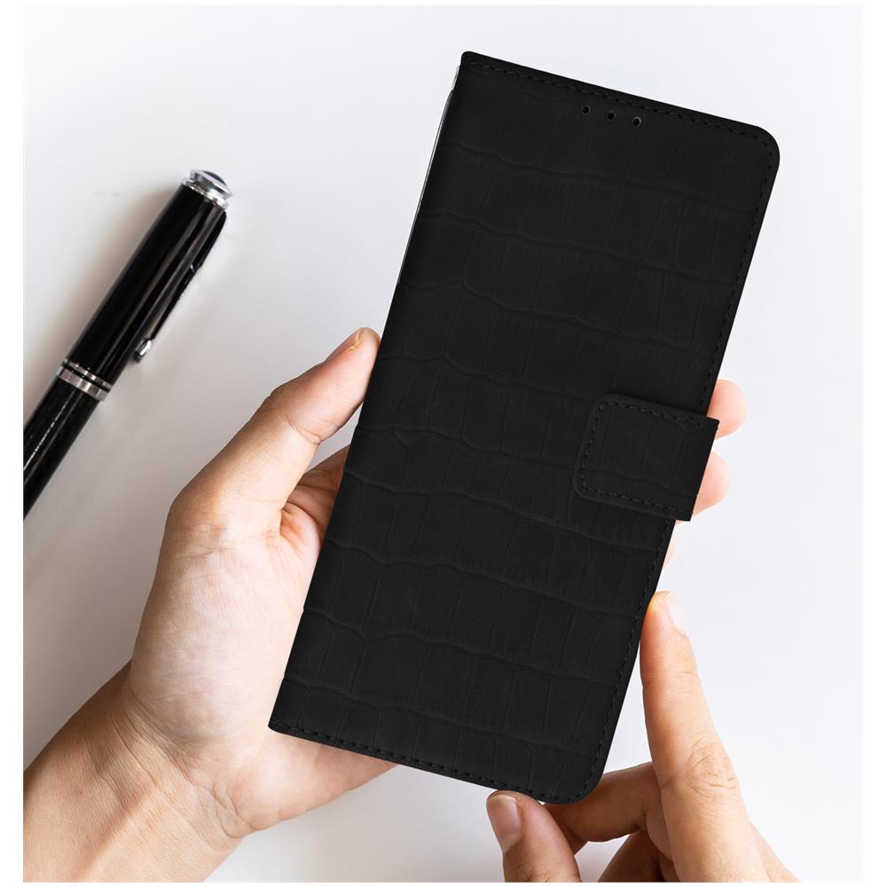Custodia Per Samsung A51 Effetto Coccodrillo, Portafoglio, Supporto Video Nera - Foto 5