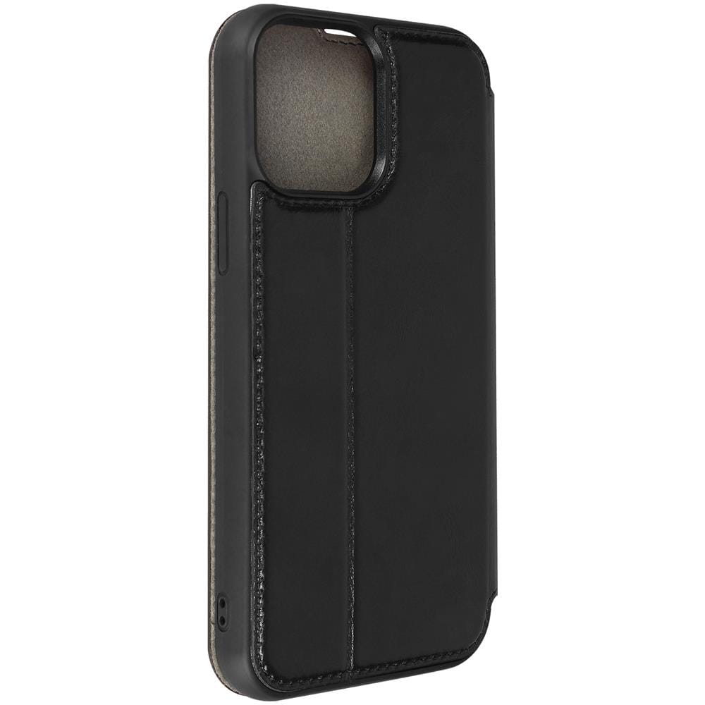 Custodia Iphone 13 Pro Max Vera Pelle Porta-carte Supporto Video Nera - Foto 2