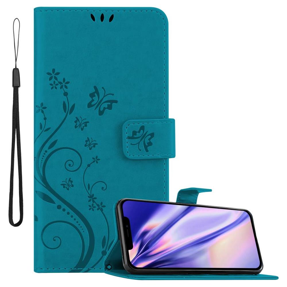 Cadorabo Custodia Compatibile Con Apple Iphone 12 / Iphone 12 Pro (6,1"" Zoll) In Blu Fiore - Coperchio Protettivo In Design Floreale Con Chiusura Magnetica, Funzione Stand E Slot Per Carte - Foto 1