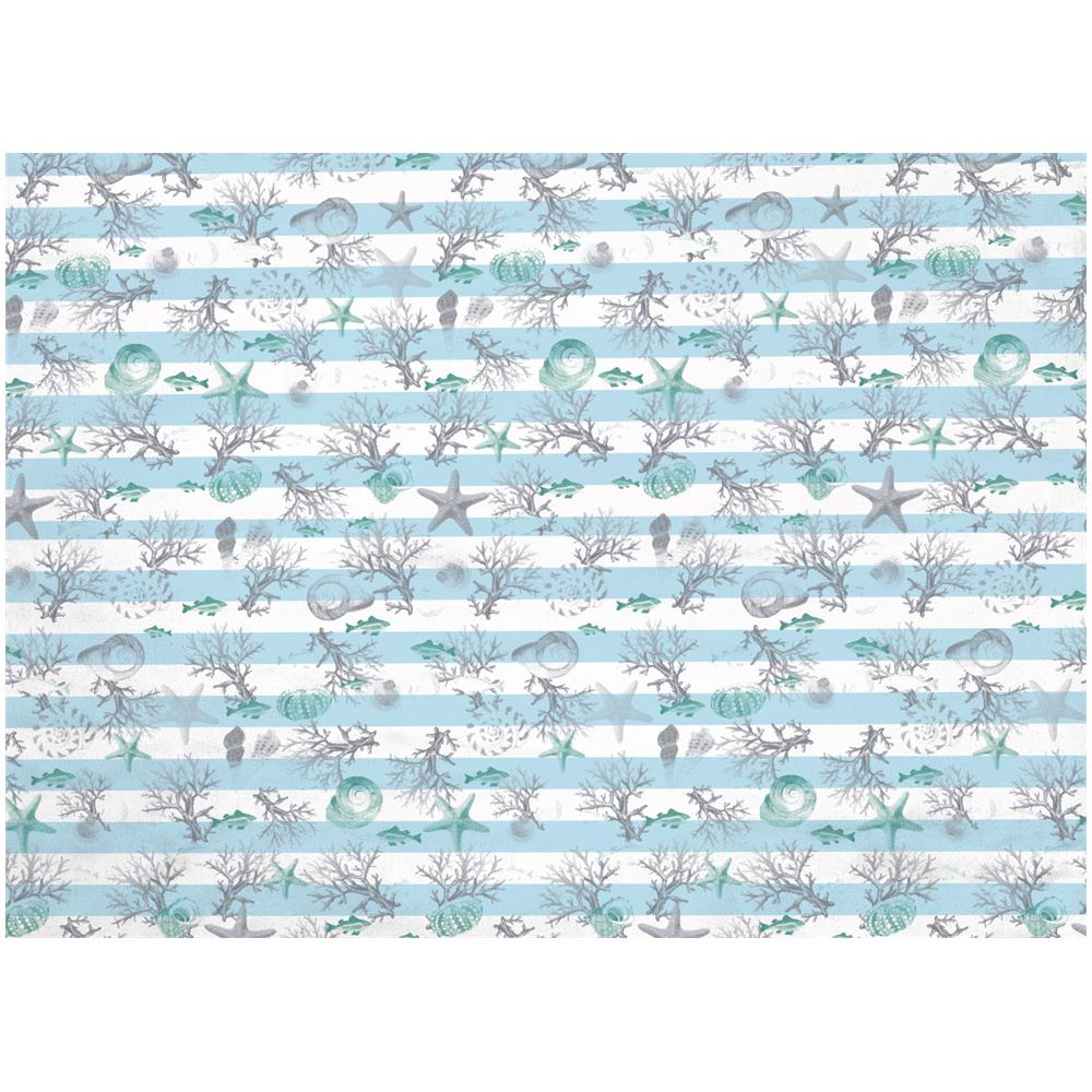 Copriletto Piquet Primavera Estate 100% Cotone Disegno Marina Riga Singolo Verde Acqua - Foto 6