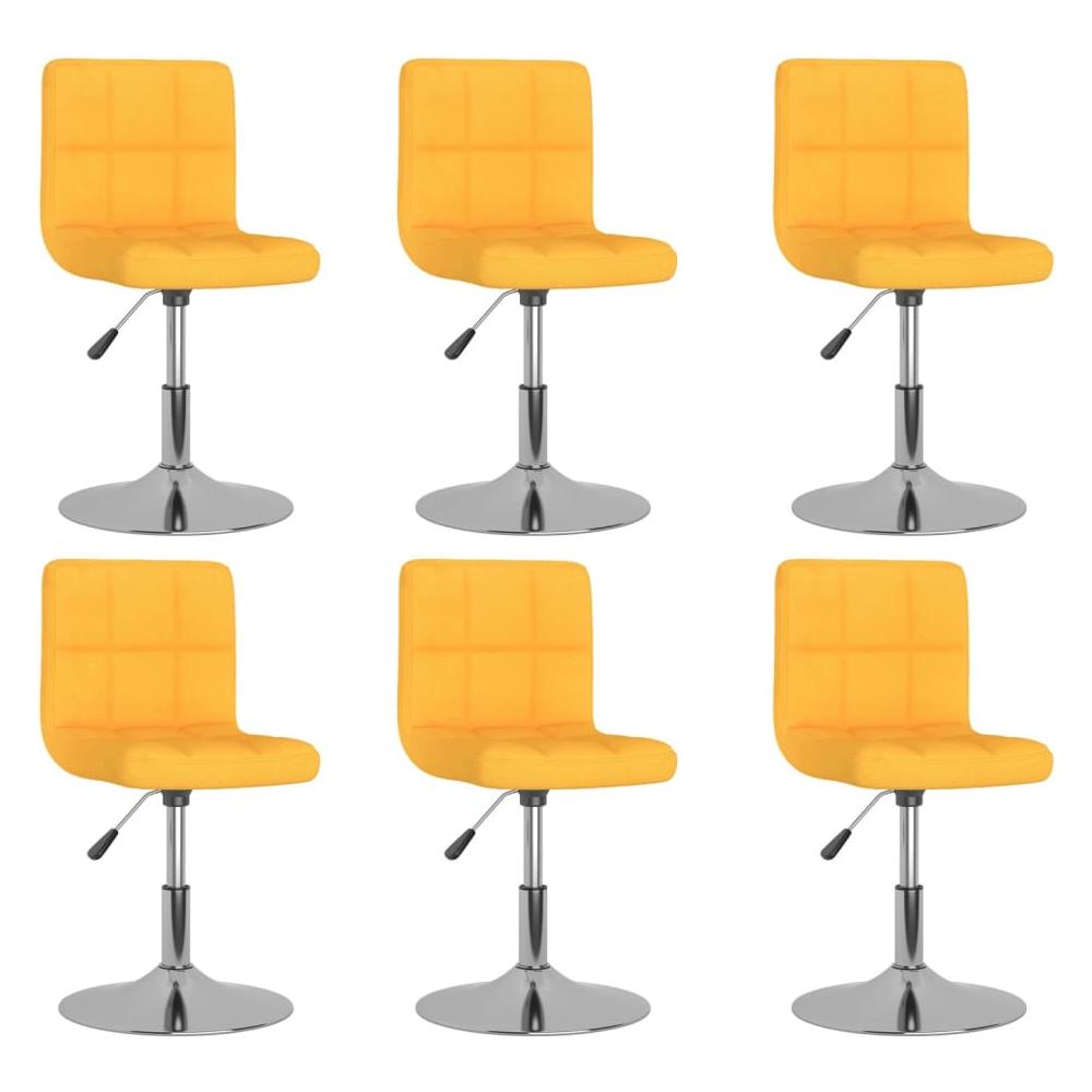 Sedie Da Pranzo Girevoli 6 Pz Gialle In Tessuto - Foto 1