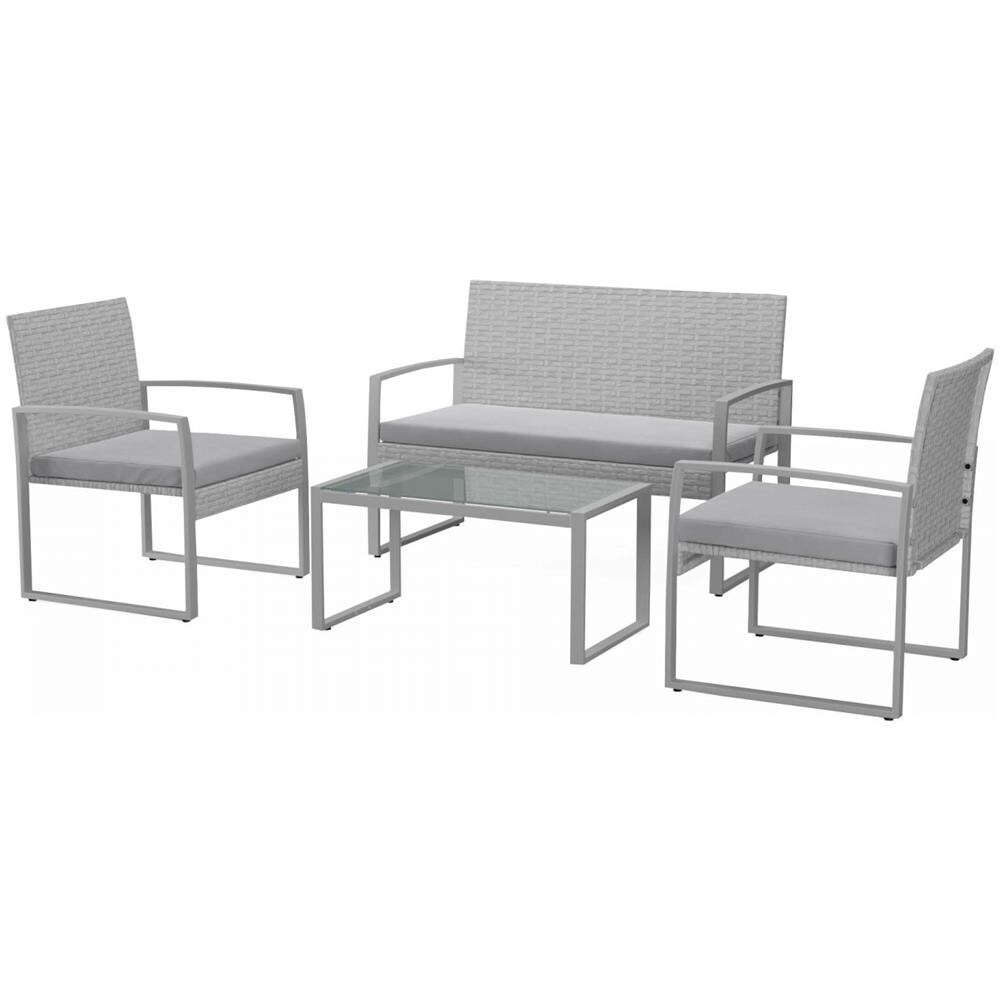 Salotto Da Giardino Basso 4 Posti In Resina Intrecciata Esna - Foto 1