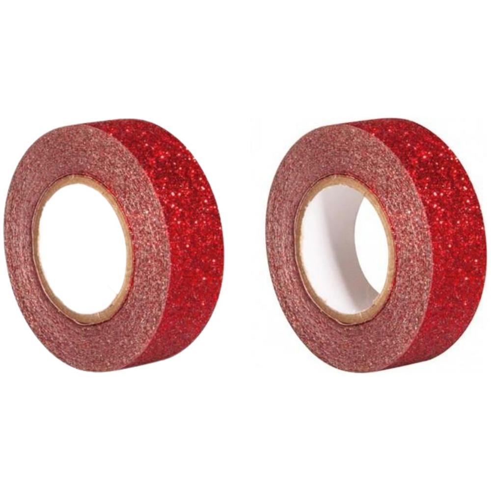 2 Masking Tape Con Glitter 5 M X 1,5 Cm - Rosso - Foto 1