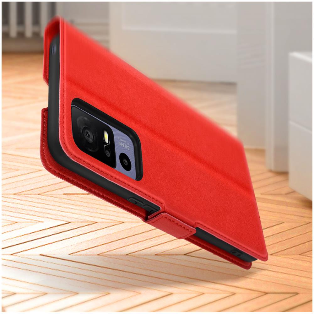 Custodia Per Tcl 40r 5g Portacarte Supporto Video Doppia Linguetta Rossa - Foto 2