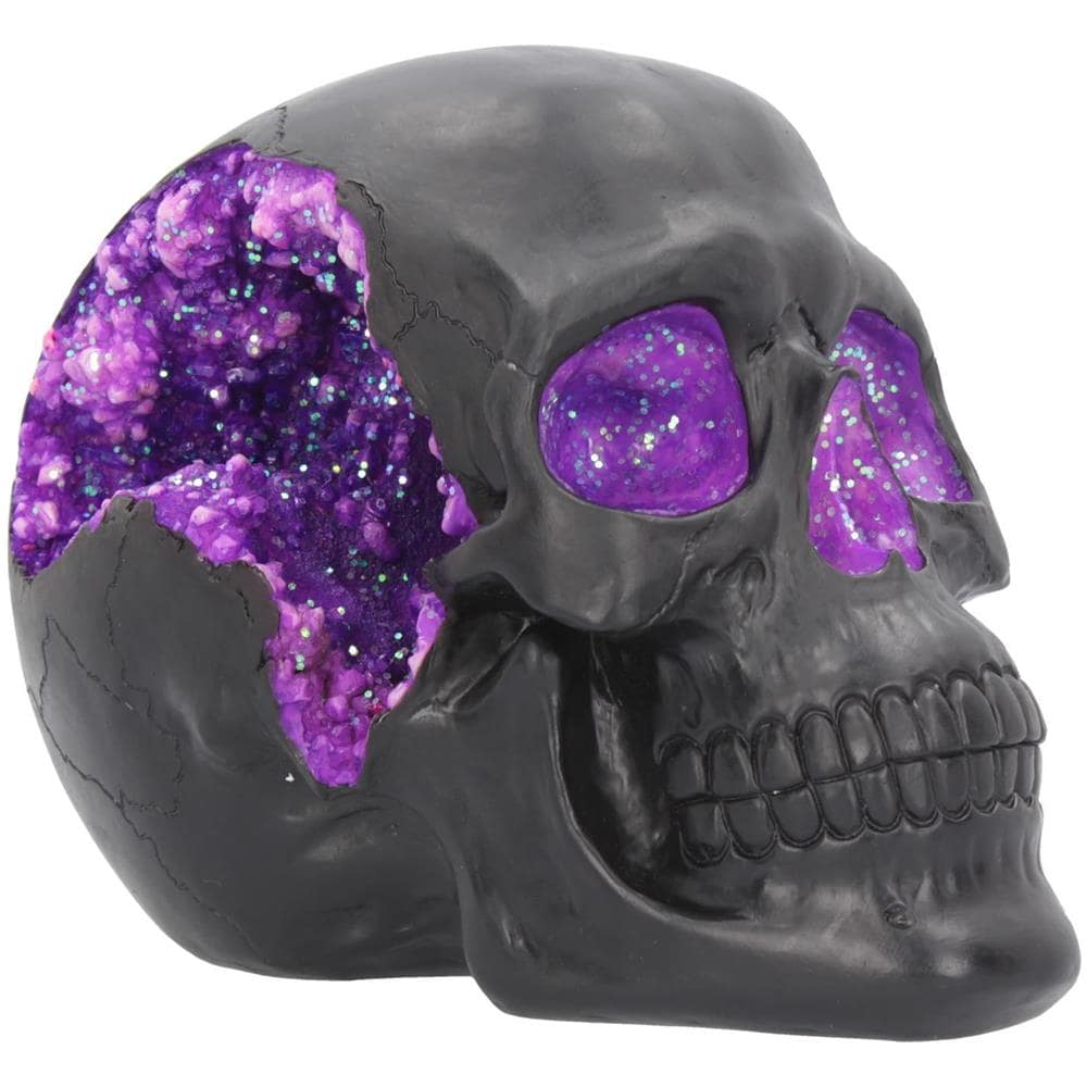 Nemesis Now - Geode Skull Black Purple - Gothic Glitter Skull Figurine 17cm - Foto 1
