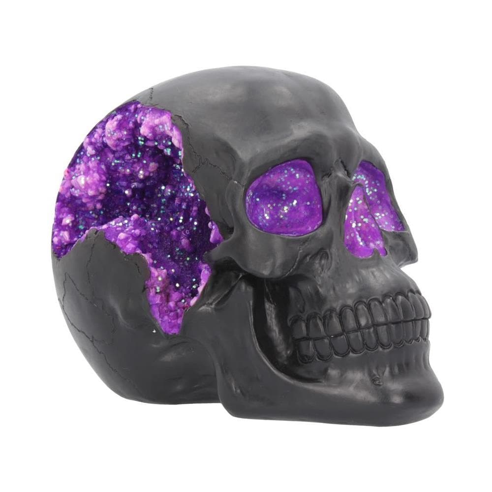 Nemesis Now - Geode Skull Black Purple - Gothic Glitter Skull Figurine 17cm - Foto 8